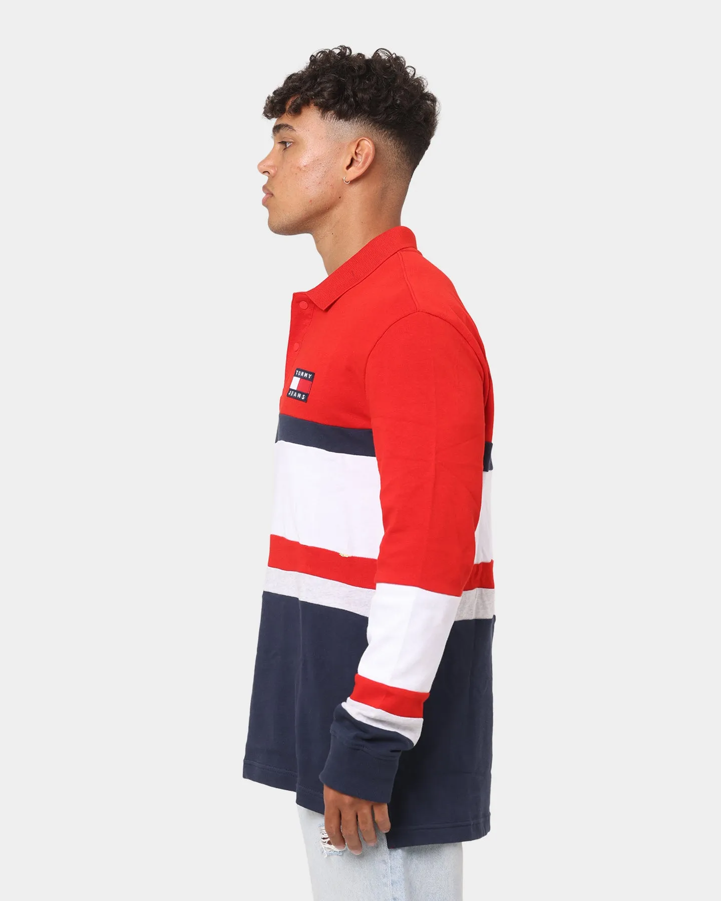 Tommy Jeans Colour Block Rugby Sweater Deep Crimson/Multi-coloured