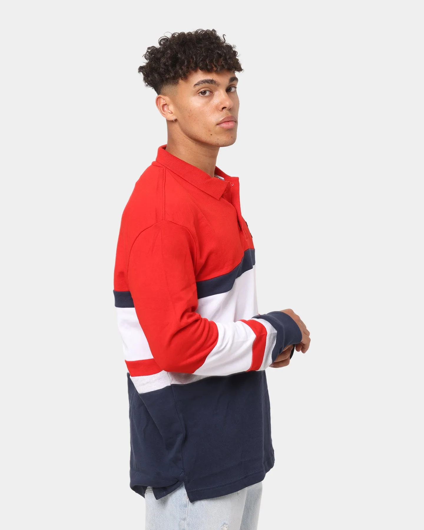 Tommy Jeans Colour Block Rugby Sweater Deep Crimson/Multi-coloured