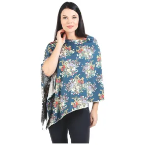 UberMums Iris Blue Floral Nursing Poncho - Modal Spandex