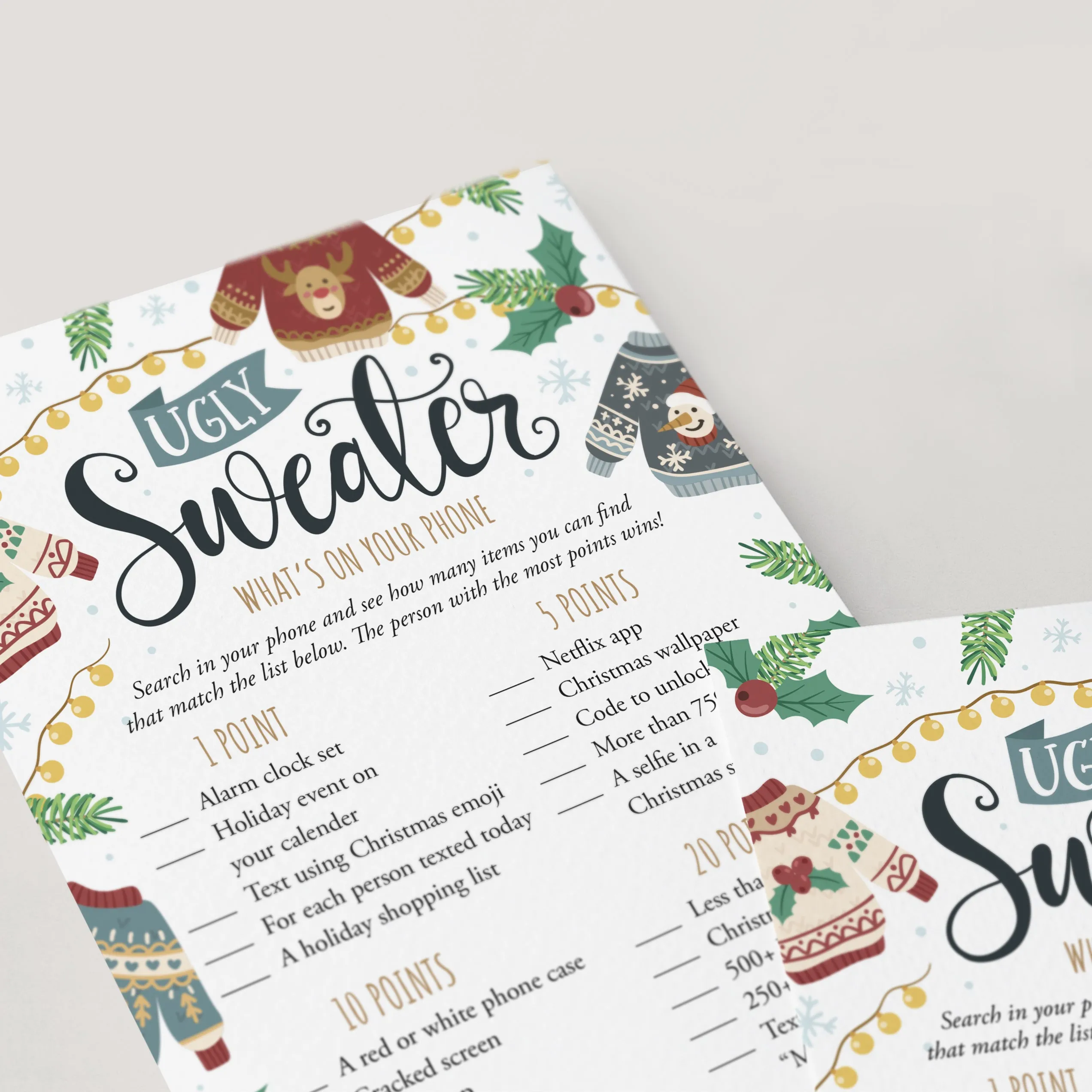 Ugly Sweater Games Bundle Printable