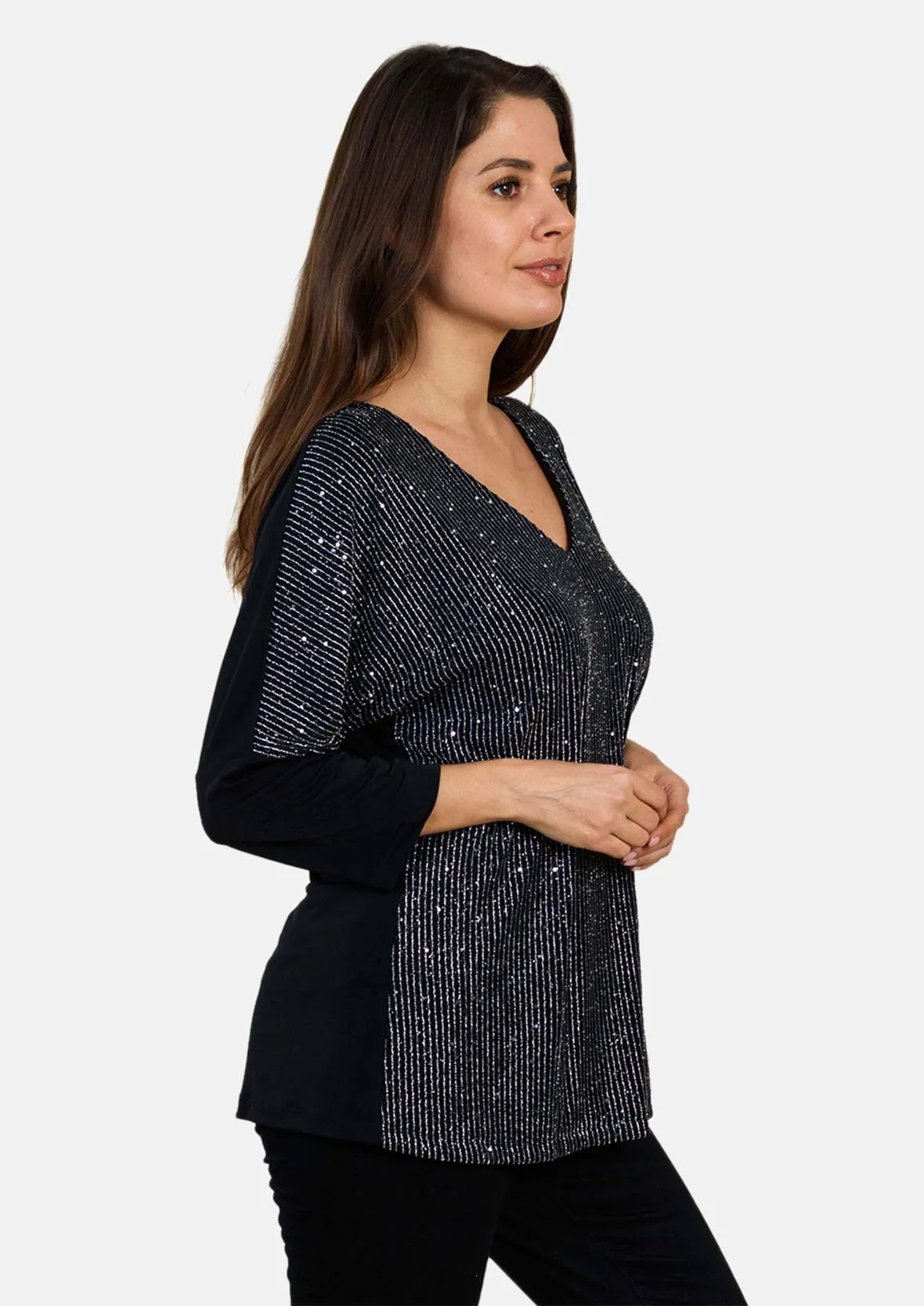 V-Neck Sequin Top