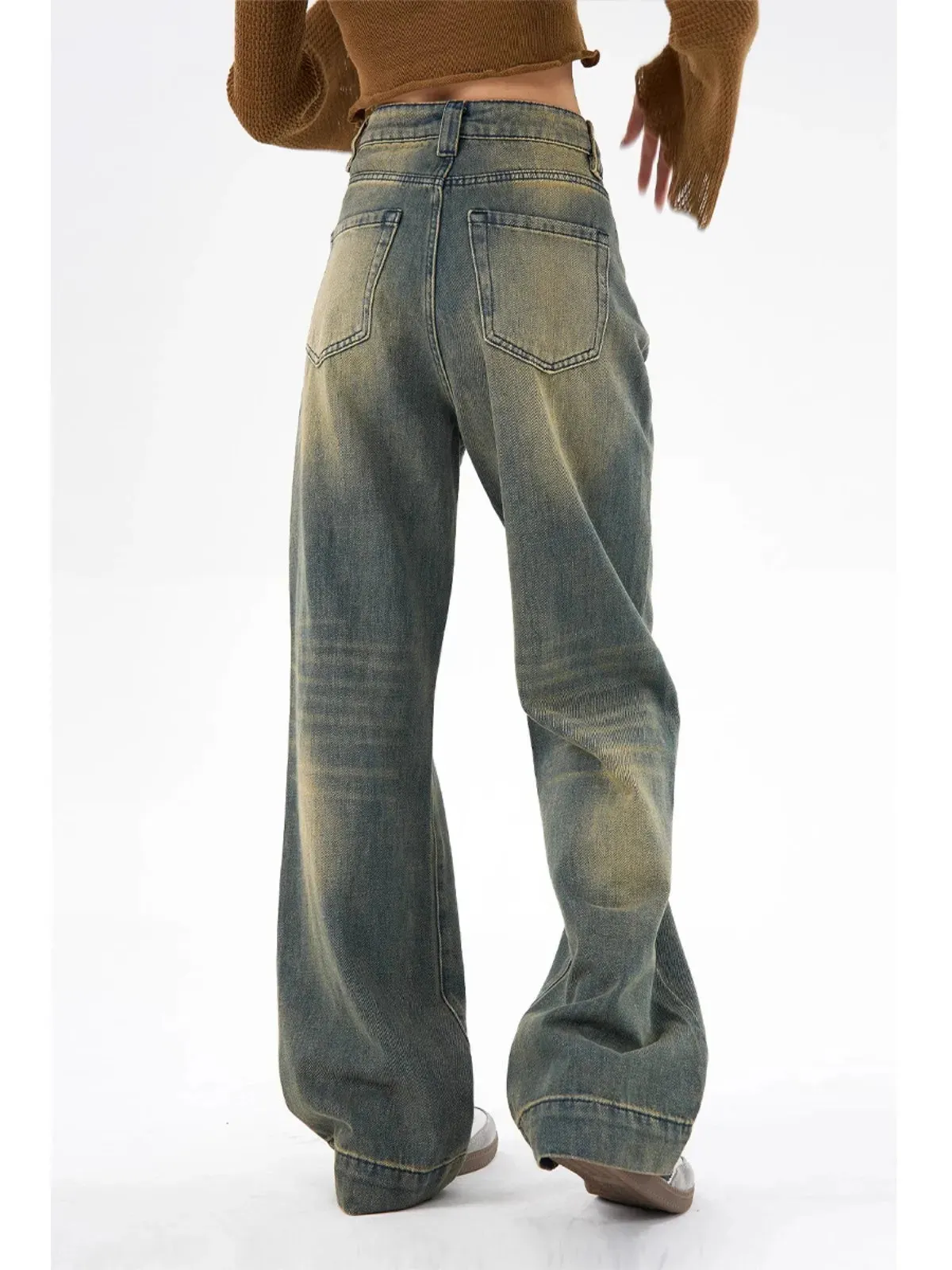 Vintage American High-Waisted Loose Drop Streetwear Denim Jeans