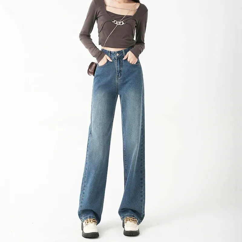 Vintage Washed Wide Leg Denim Jeans