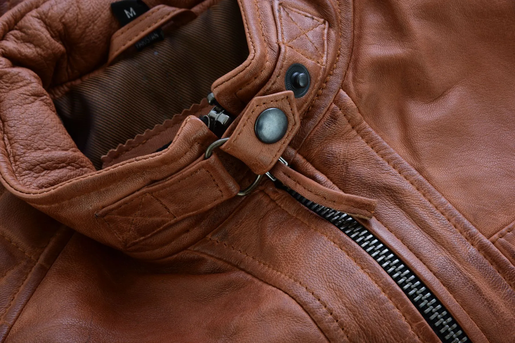 VL550Br Vance Leathers' Men's Cafe Racer Waxed Lambskin Austin Brown Motorcycle Leather Jacket