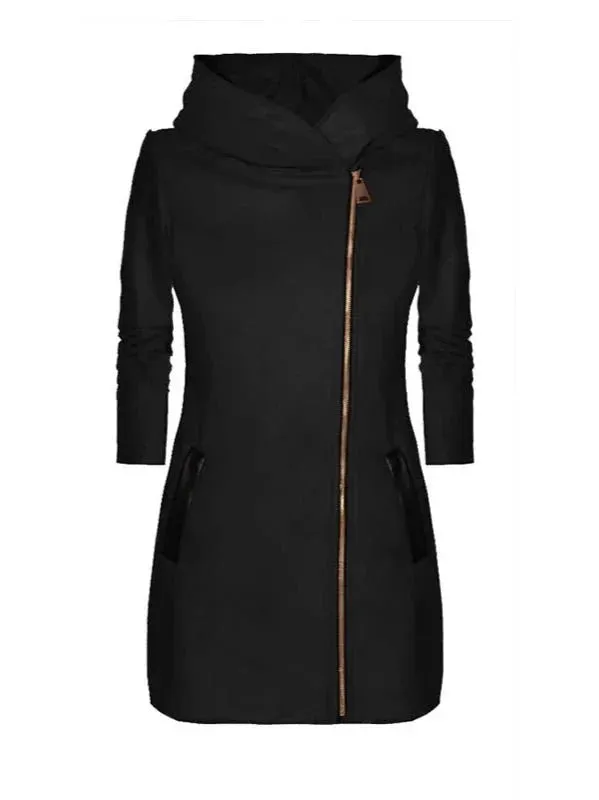 Wenkouban-Winter outfits Christmas Black Friday Casual Warm Long Side Zipper Hooded Coat