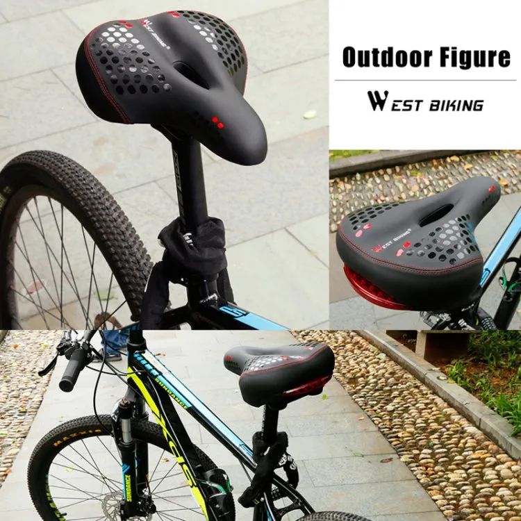 WEST BIKING YP0801083 Bicycle Taillight Thickened Soft And Comfortable Mountain Bike Seat Cushion(BlackRed)