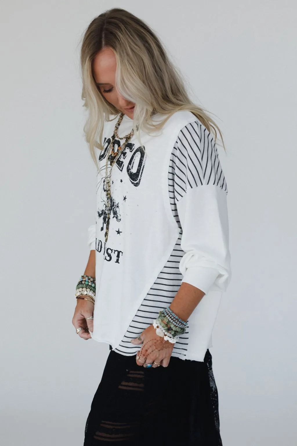 Wild West Rodeo Long Sleeve Top - Off White