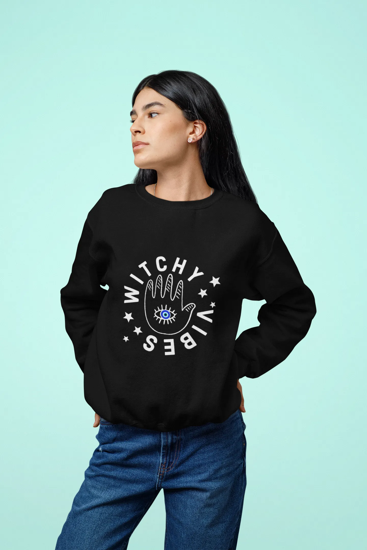 Witchy Vibes Evil Eye Halloween Sweatshirt