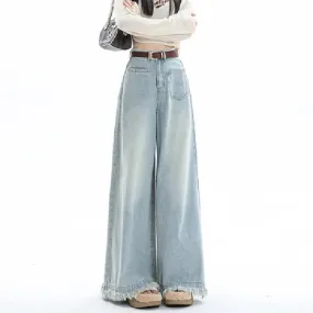 Women 2024 New Design Waist Loose Draped Drag Floor Skirts Jeans