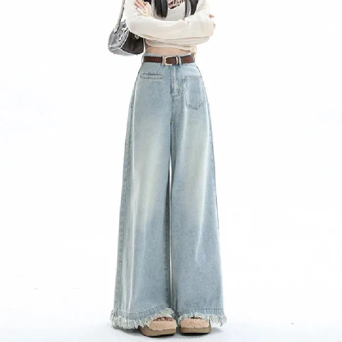 Women 2024 New Design Waist Loose Draped Drag Floor Skirts Jeans