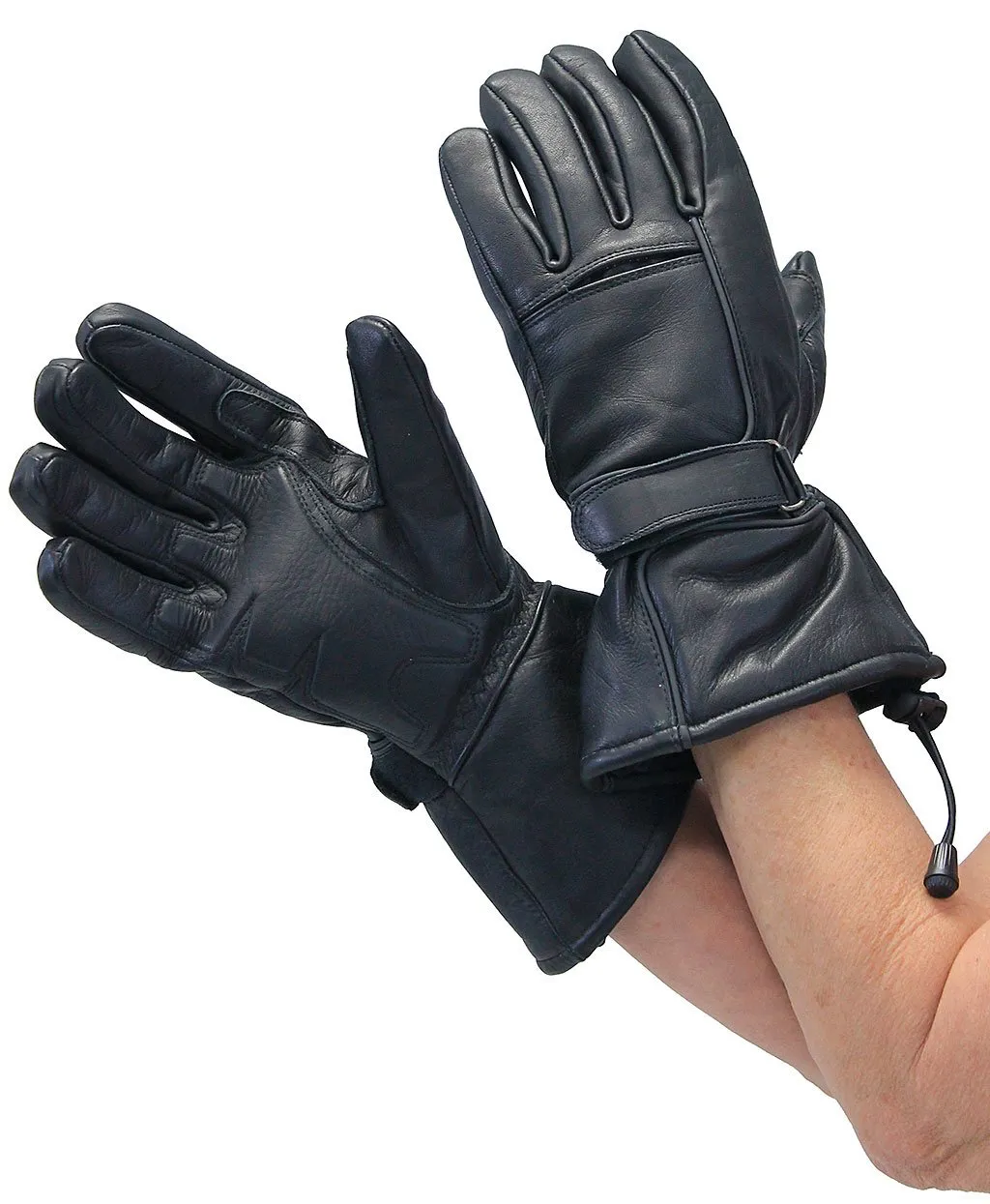 Women's Long Motorcycle Gloves w/Reflectors #GL119RGK