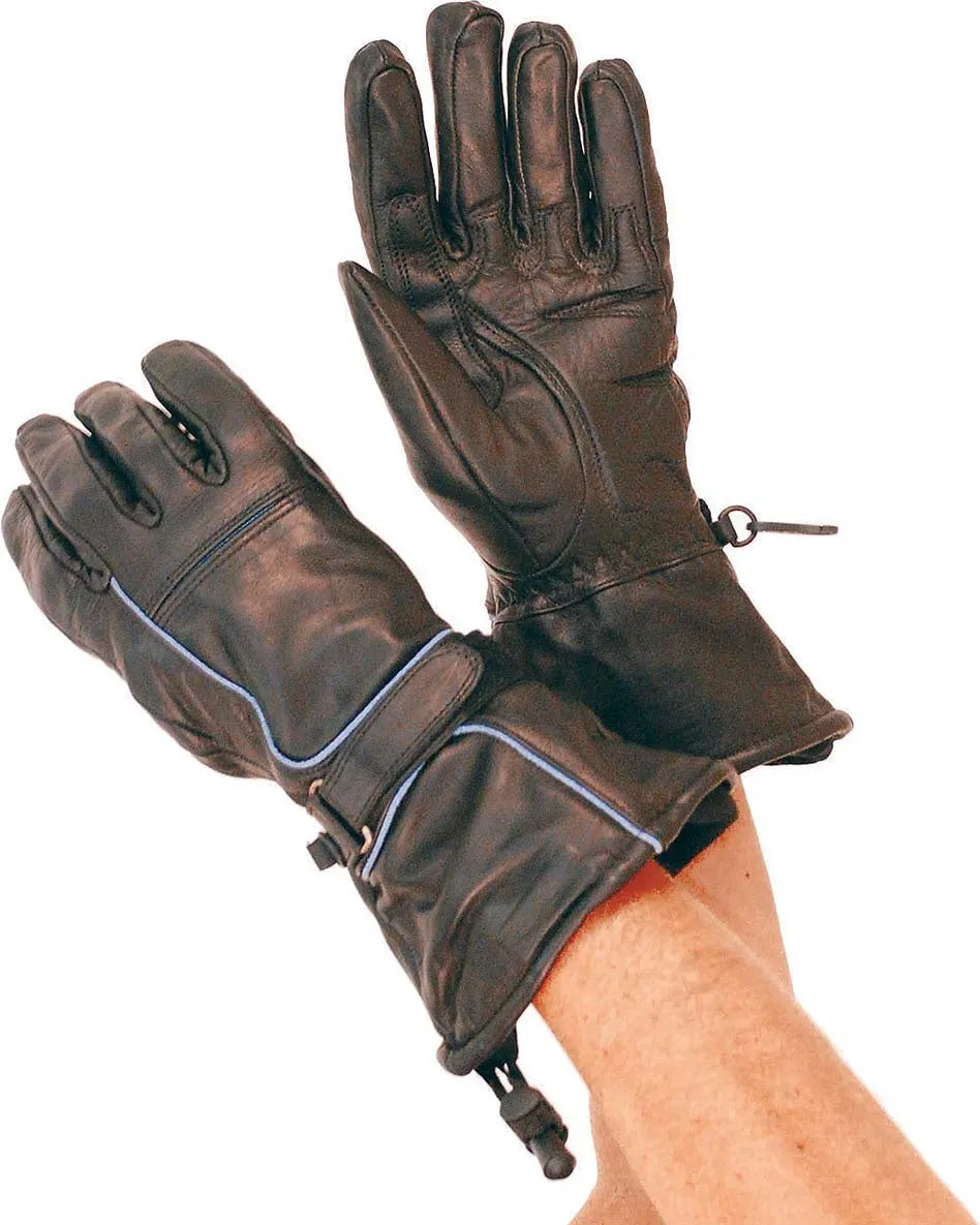 Women's Long Motorcycle Gloves w/Reflectors #GL119RGK