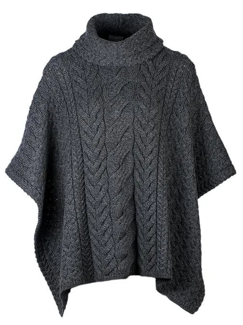 Women's Supersoft Merino Wool Cowl Neck Poncho by Aran Mills - 6 Colours