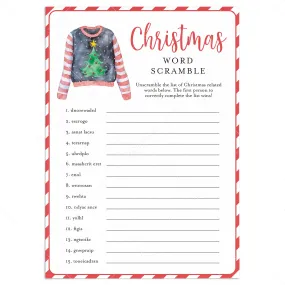 Word Scramble Game for Ugly Sweater Christmas Party